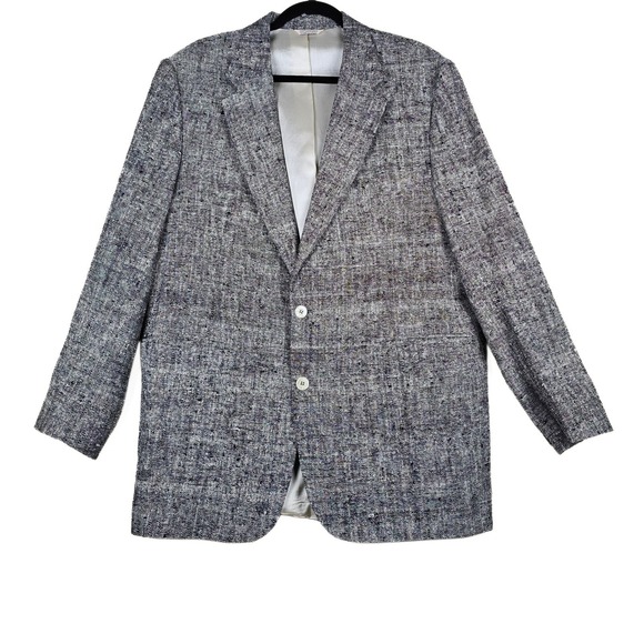 Hunt Valley Tweed Blazer Men's 44L Gray White Textured Sport Coat Jacket - Picture 1 of 14